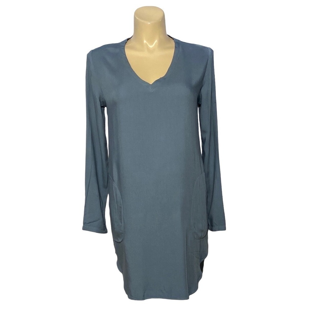 Cloth‎ & Stone Dress MED Dusty Blue U Shape Hem Shift Comfy Anthropologie